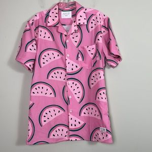 Duvin Top Men Small Watermelon Graphic Short Sleeve Pink Stretch RN 141059